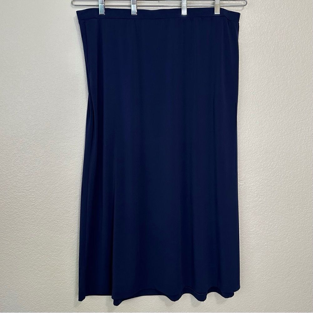 Ulla Popken Blue Stretch Pull On Midi Skirt, Size 20/22